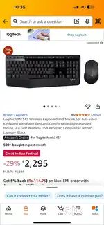 Logitech wireless keyboard and mouse combo
