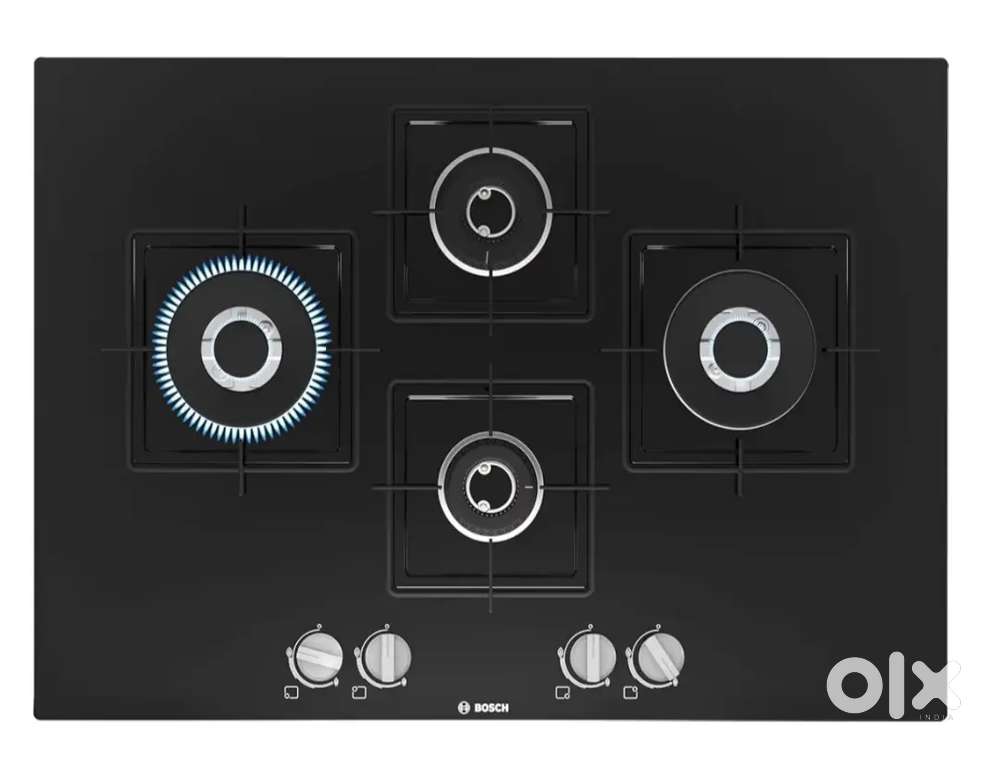 Bosch Built in Gas Hob Black Tempered glass Glass 4 Burner Auto Ignit