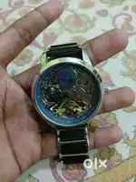 FORSINING Men's Skeleton Moon Phase Watch