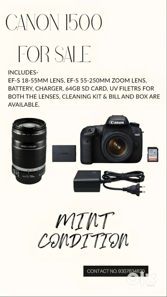 Canon 1500D DSLR – Excellent Condition – Dual Lens Kit