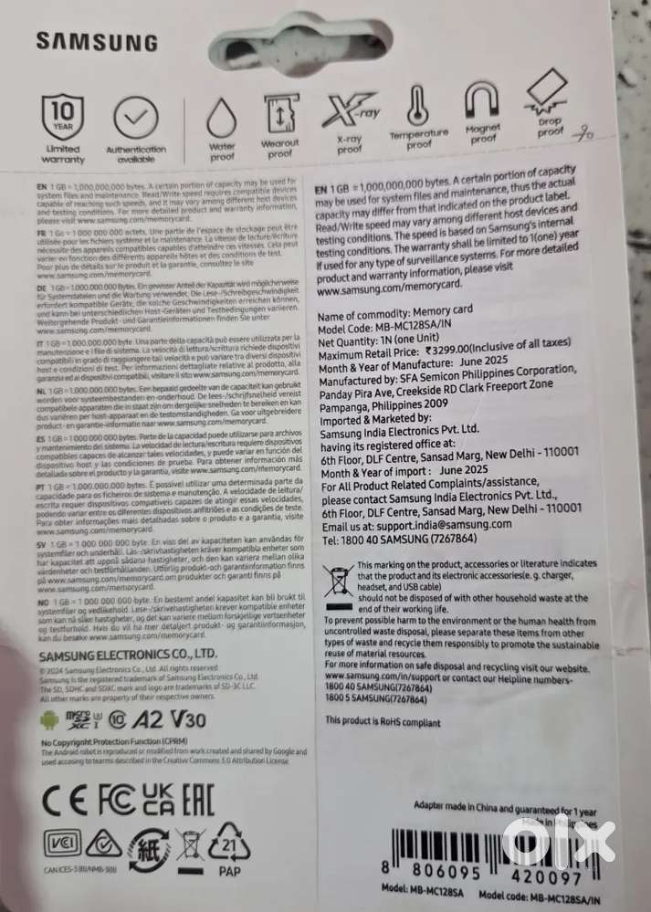 Car Dash board camera With Samsung EVO Memory card