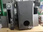 Onkyo home theater system with speakers and a remote