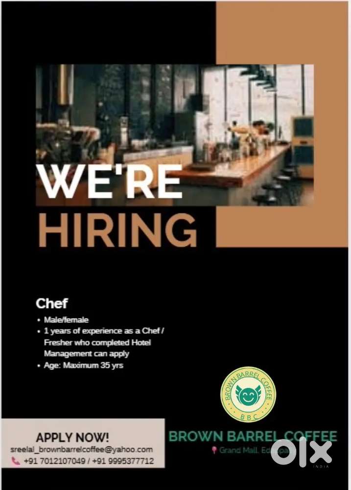 Vacancy for Chef who experienced in Italian dishes