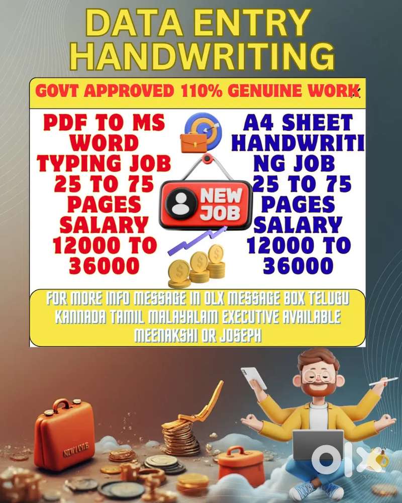 GOVT APPROVED JOB NO WRITING HANDWRITING DATA ENTRY