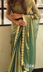 Organzha saree of Aqua blue colour