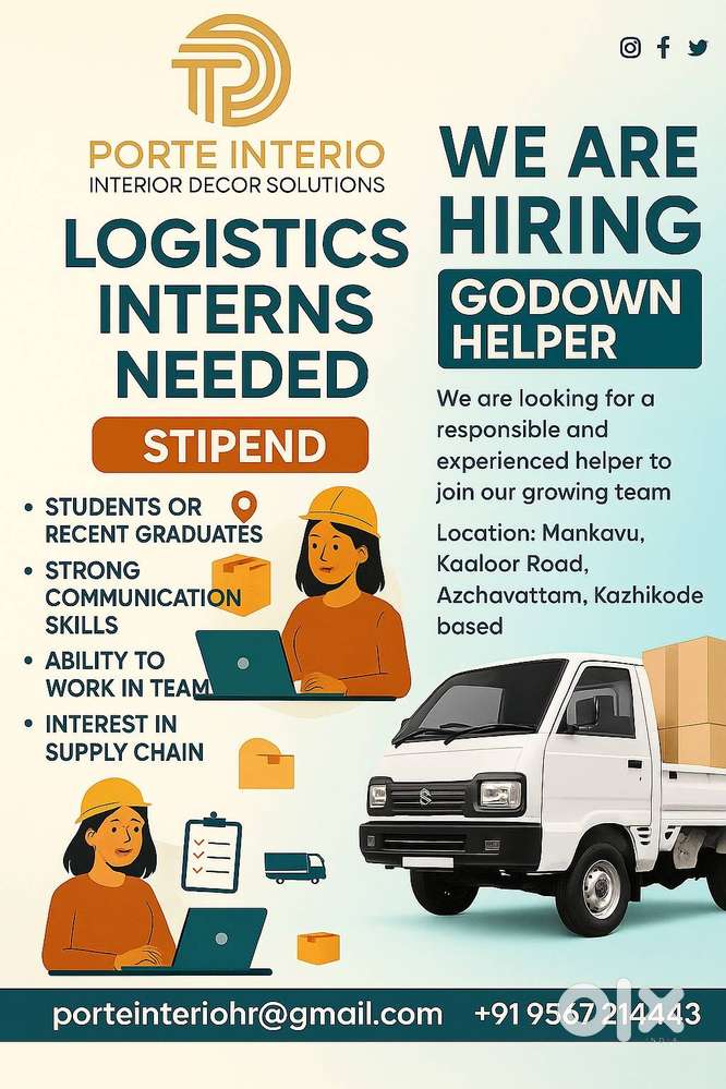URGENT HIRING FOR GODOWN HELPERS & LOGISTICS INTERNS