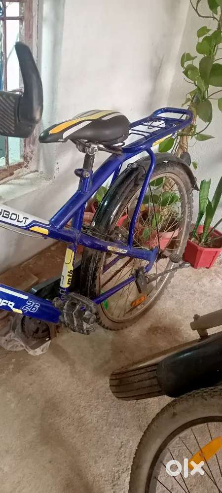 Ranger bicycle with blue coloured frame and stickers normal clip break