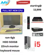 Branded CPU - i7 Process  Ram - 8GB DDR3  Hard Disk - 500GB  All Basi