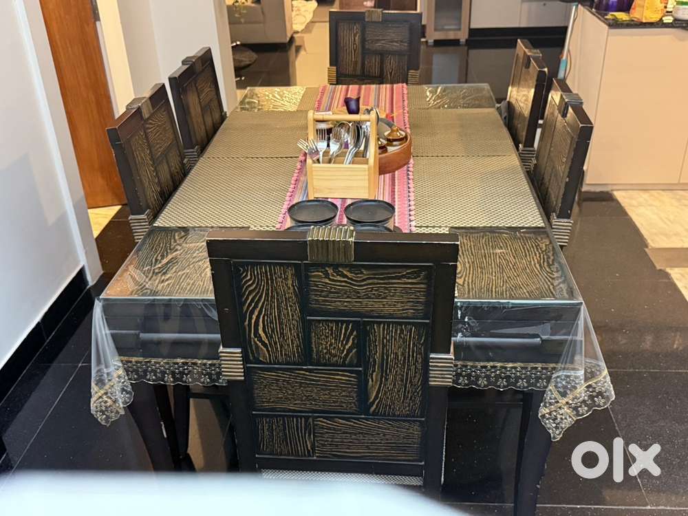 6 seater dining table with glass top