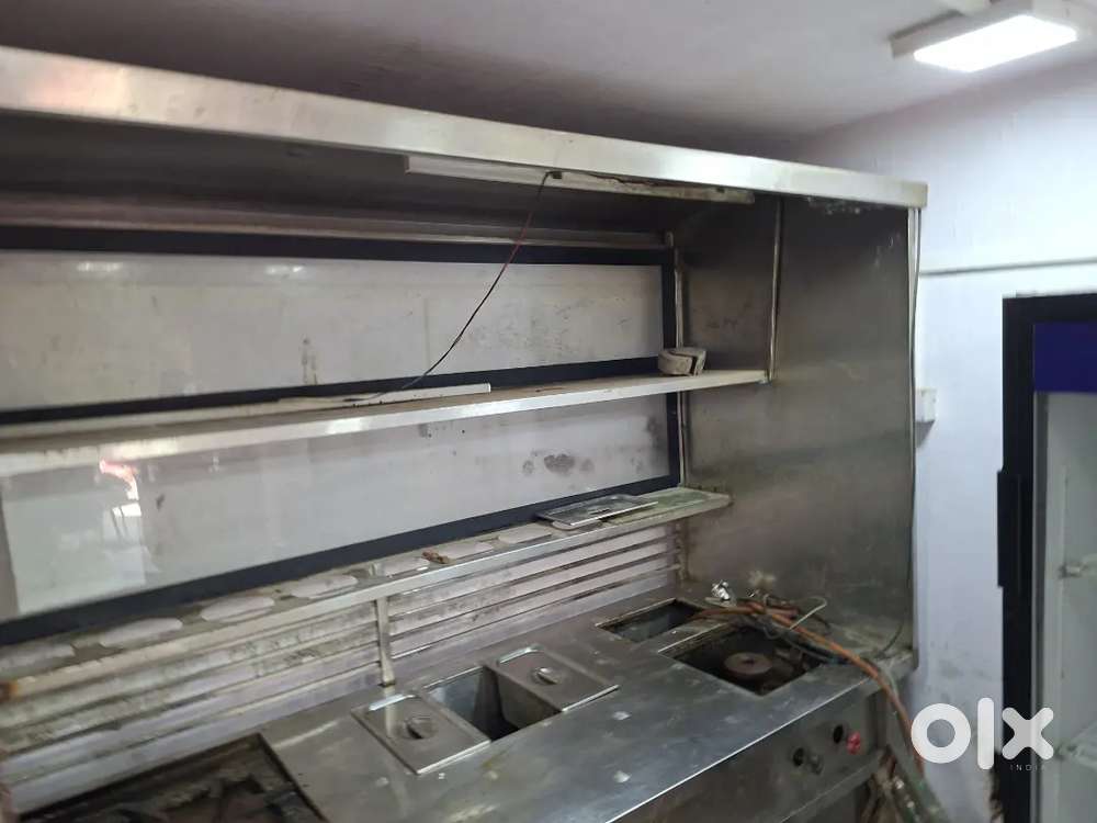 Stainless steel covered dosa, and chaat combined counter with burner