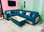 Colour combination l shape sofa set with pillows in STARF FURNITURE