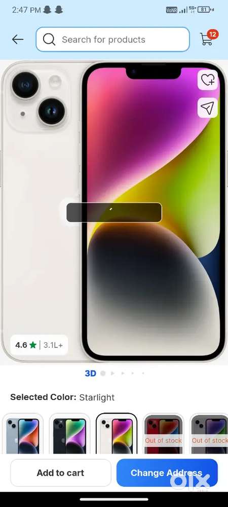 Iphone 14 argent sell