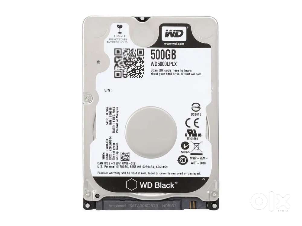 WD Black 500GB 7200RPM 16MB Cache SATA 7mm Laptop Harddisk