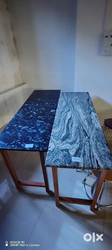 Granite fixed tables with iron legs heavy weight