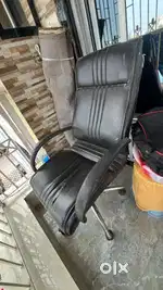 Two set of leather cushion chair with wheels