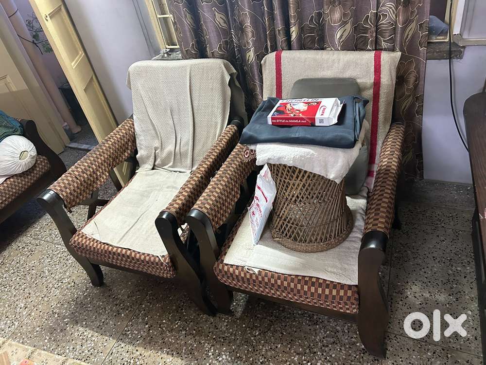 2 pcs Wooden Single Sofa Set