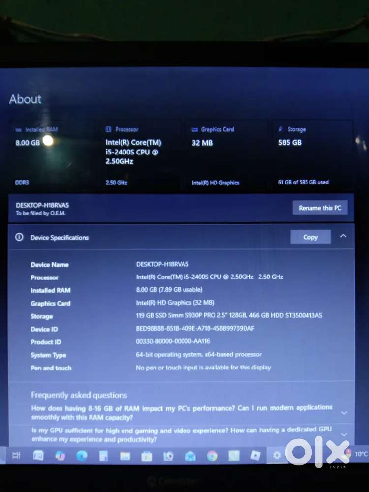 i5 4th Gen PC  8GB RAM  120GB SSD  Super Fast  Urgent Sale