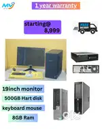Branded CPU  Ram - 8GB  Hard disk - 500GB  SSD - 256GB