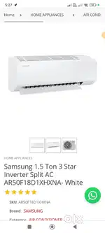 Samsung AC 1.5 ton