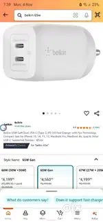 Apple charger IPhone iPad mac book charger 65w dual USB Belkin charger