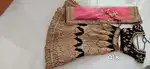 Gold and velvet embroidered heavy lehenga