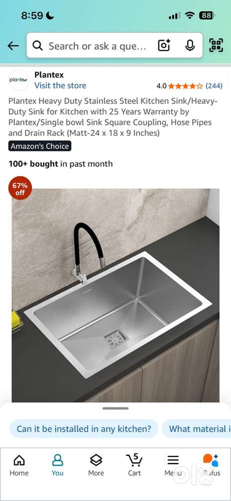 Stainless steel kitchen sink