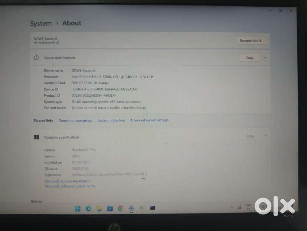 HP Intel core i5 laptop with 8GB RAM and 256GB SSD