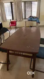 Teak wood dining table with steel 4 chairs