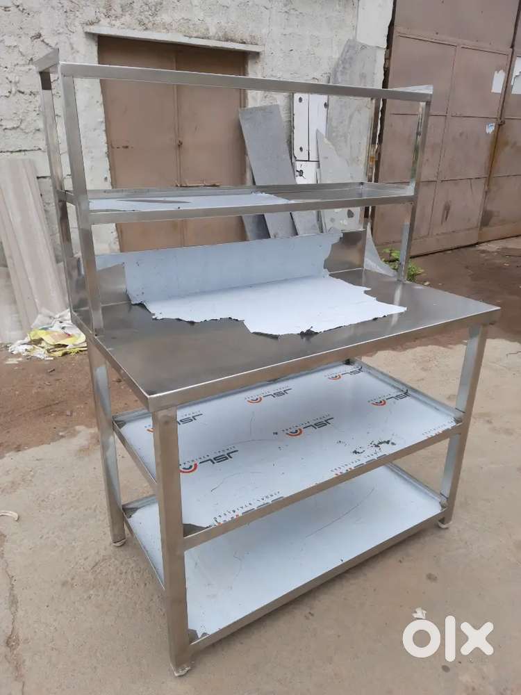 stainless steel work table over head shelf's (Brand-New) For Sale