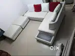 L shaped soft(cum bed) set with puffies