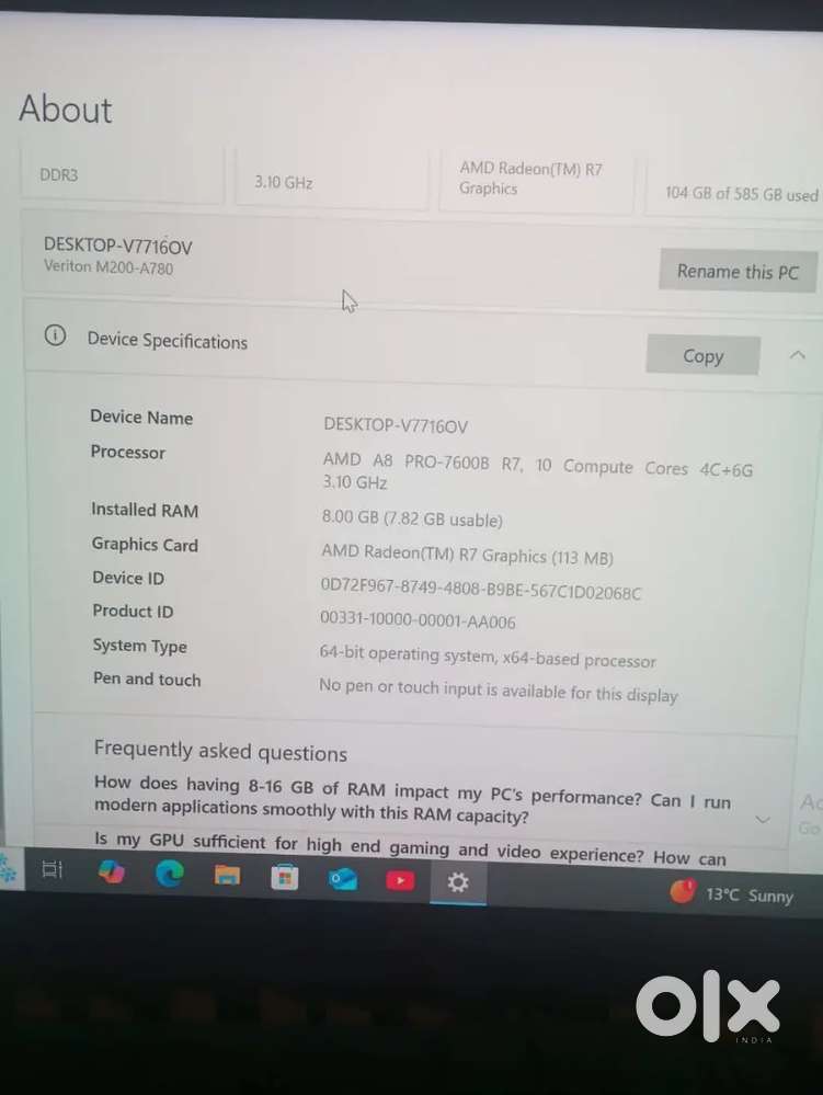 Gaming PC AMD processor
