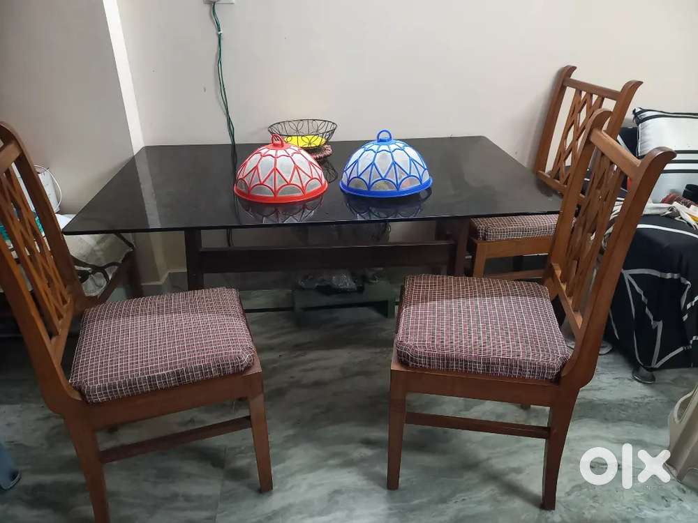 Sofa Set 5 seater and Glass top dining table 4 chair teak wood