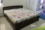 King Size Cot with Mattress and Storage Unit