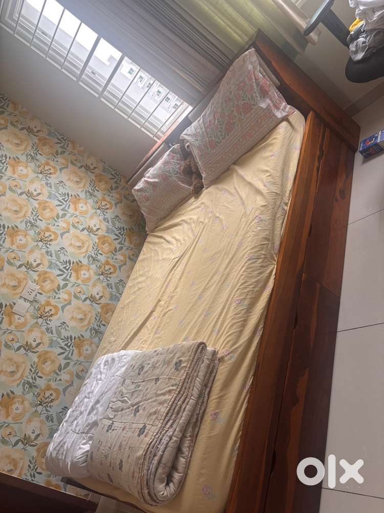 Queen and single kids bed