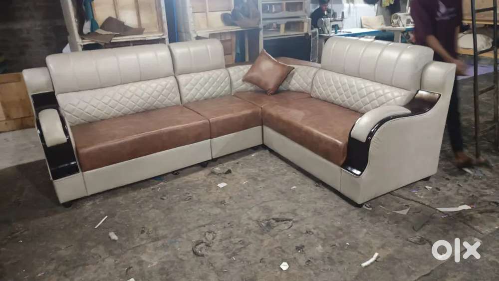 L shape sofa set with luss pillows and comfortable sitting