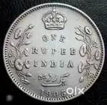 Edward 7 pure silver one rupee antique coin
