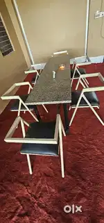 Cafe 6 parson table kursi set marble grenight kursi