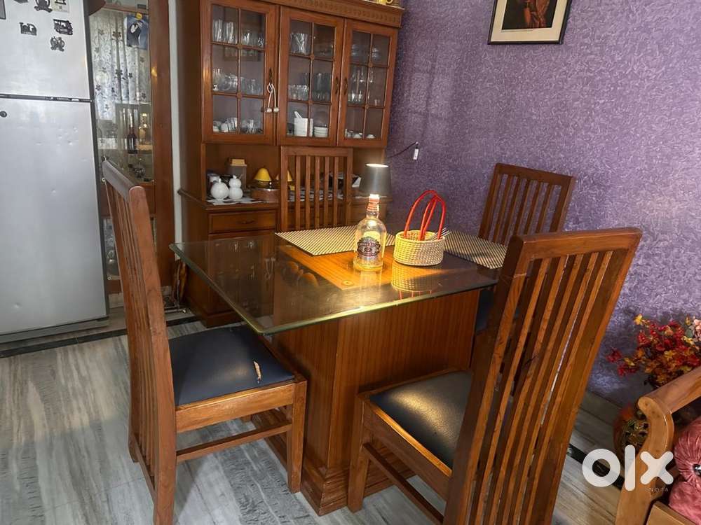 Elegant Teak Wood/Board Dining Table  4-Seater  Durable & Stylish