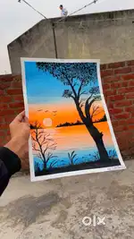 Painting self made  with wooden frame 4500 me teno