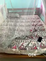 Queen size teak wooden cot and mattress for sale