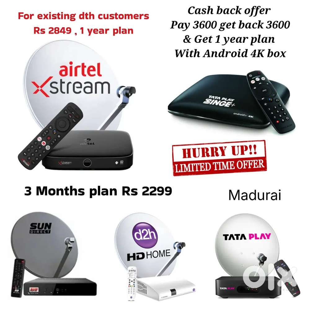 AIRTEL DTH ! TATÀ ! SUNDIRECT ! PLÀY ! DISHTV ! VIDEOCON D2H ! LED TV