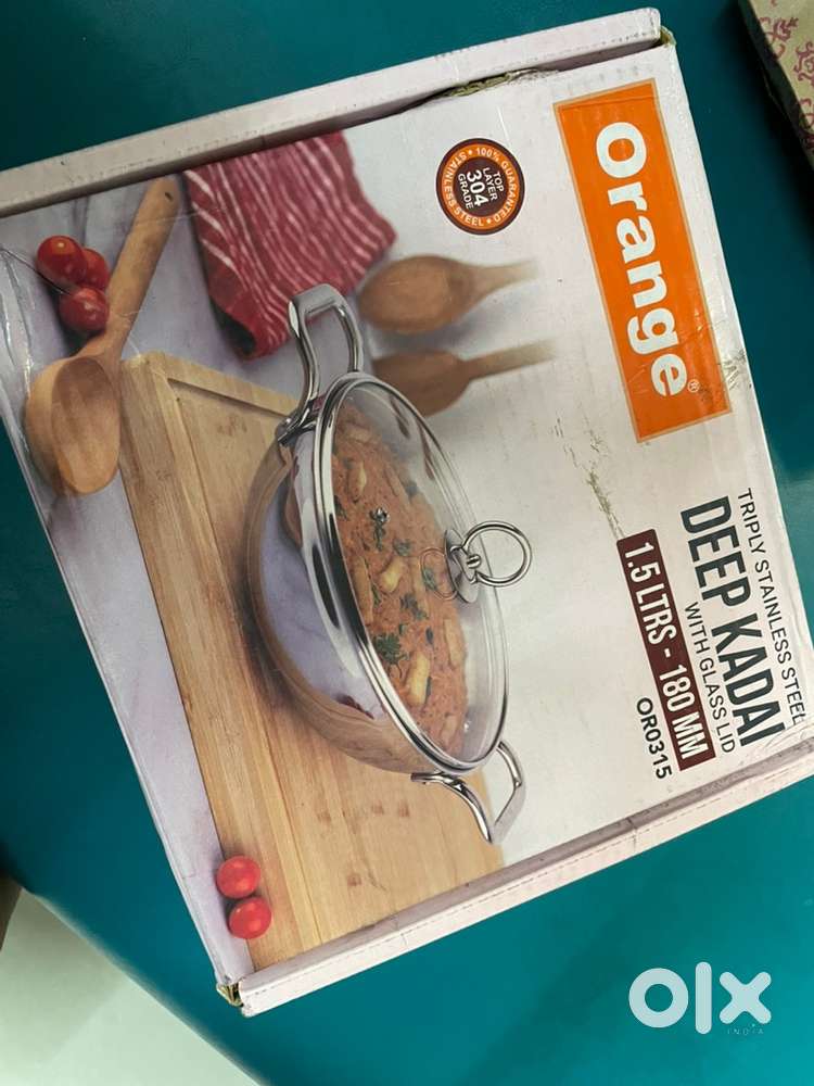 ⭐️Premium triply stainless steel kadhai with glass lid 1.5 litres ⭐️