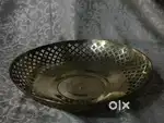 Antique pure brass solid heavy cutwork fruit bowl   26 cm. Dia