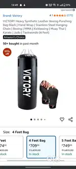 4ft Punching bags with hand wraps