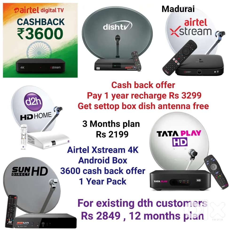 AIRTEL DTH ! TATÀ ! SUNDIRECT ! PLÀY ! DISHTV ! VIDEOCON D2H ! LED TV