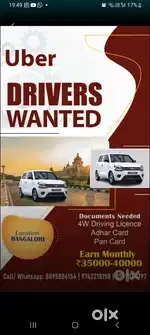 Uber drivers wanted bangaluru