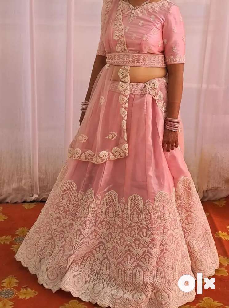 New trending lengha choli in baby pink colour