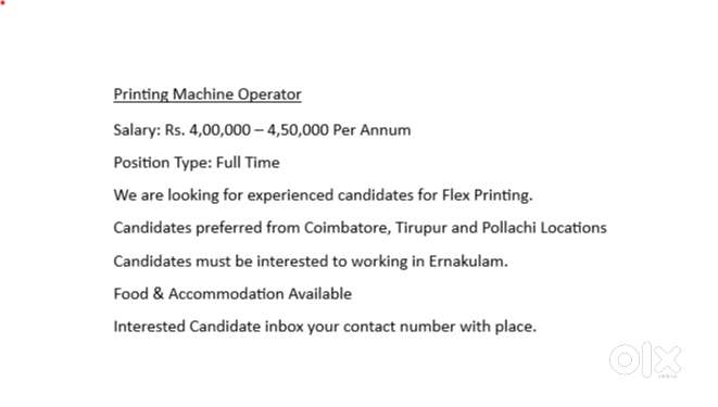 Flex Printing Machine Operator