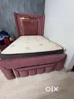 Queen size bed 4*6 with velvet headboard with box with mattress