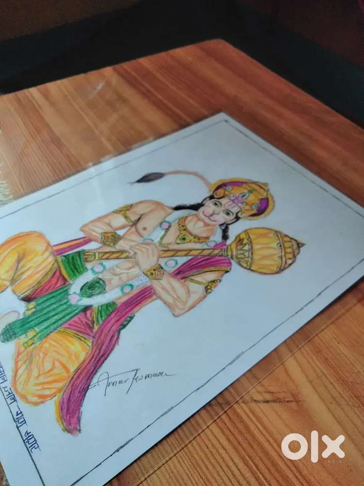 Drawing of Hanuman handmade